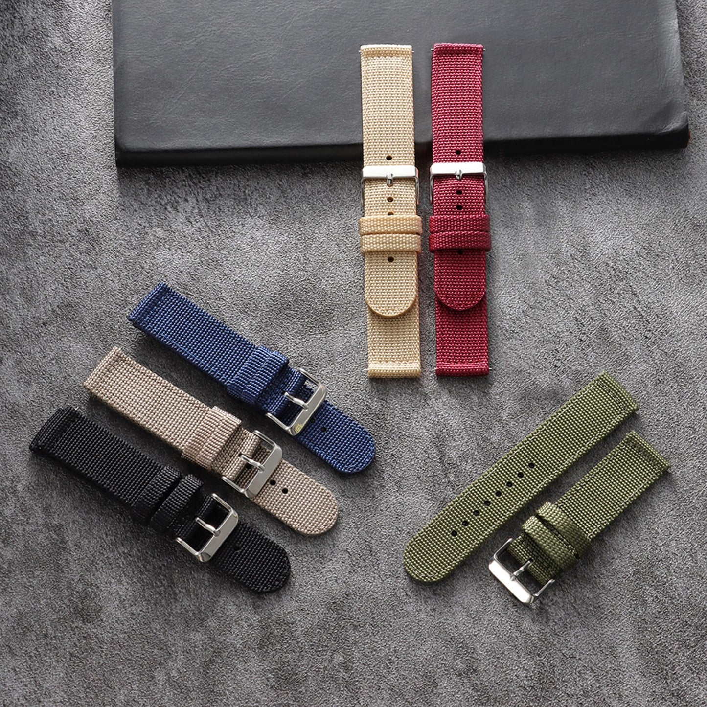 JUNGHELE Nylon watch band for men and women,Quick release Nylon watch strap with Silver Buckle,Black 18mm Canvas Watch Strap