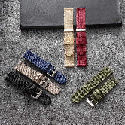 JUNGHELE Nylon watch band for men and women,Quick release Nylon watch strap with Silver Buckle,Black 18mm Canvas Watch Strap
