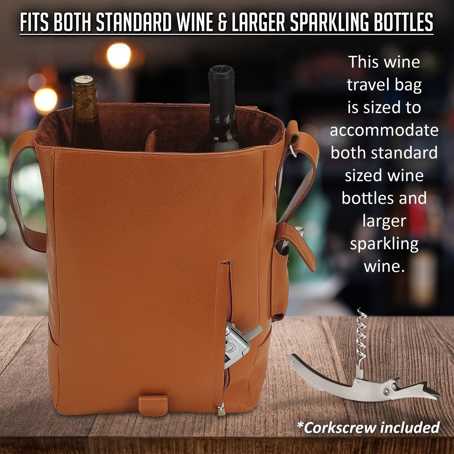 Primeware Vino2 Two Bottles Saddle Leather Wine Tote Messenger Carrier (Brown)
