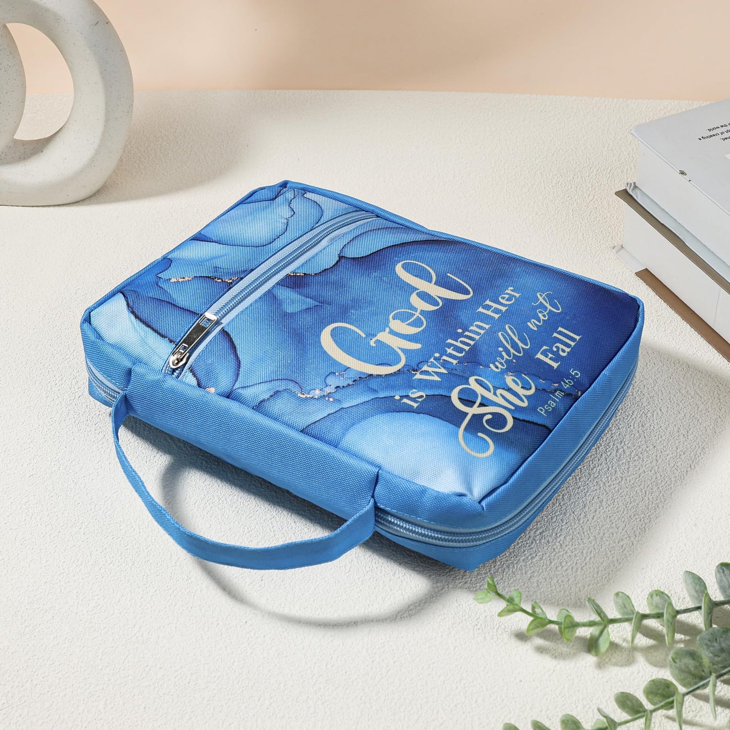 INCOK Bible Journaling Supplies - Bible Journaling Kit God is Within Her Blue Bible Case Bag Tabs Magnetic Bookmarks Gel Pens No Bleed Highlighter Index Tabs Christams Christian Gift for Women