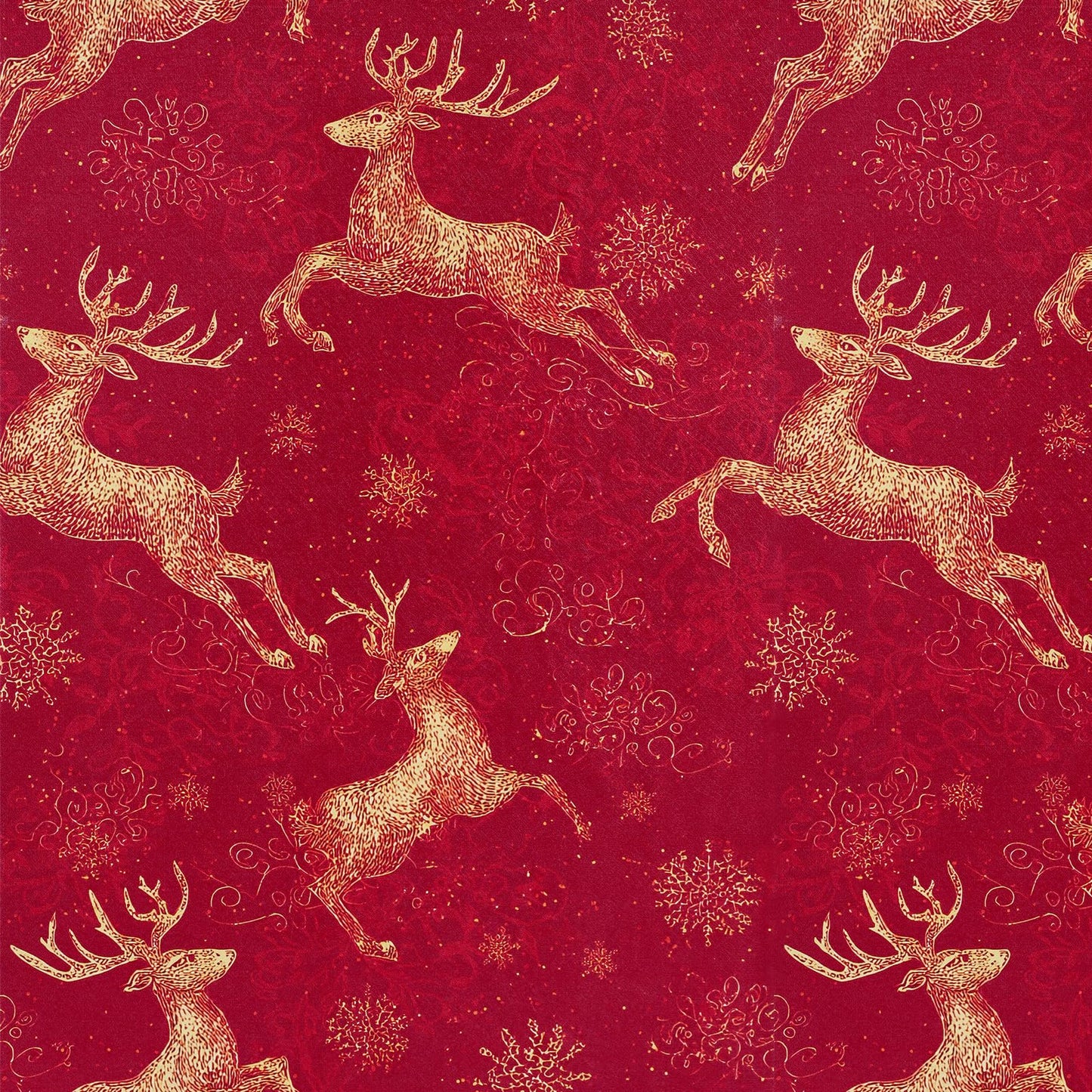 Timeet Peel and Stick Christmas Wallpaper Gold Reindeer Contact Paper Snowflake Holiday Wall Paper Decor on Red Background Removable Self-Adhesive Wallpaper Vinyl Christmas Decor 17" x 196.8"