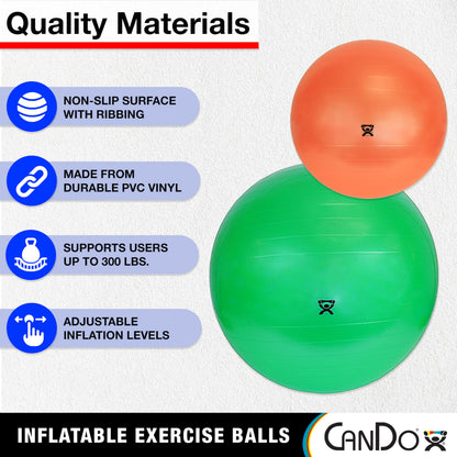 CanDo Inflatable Exercise Ball - Blue 12", Durable Extra Thick Non-Slip Stability Ball for Core Workouts, Yoga, Pilates, Active Seating, Physical Therapy, Pregnancy, Home Gym, Flexibility