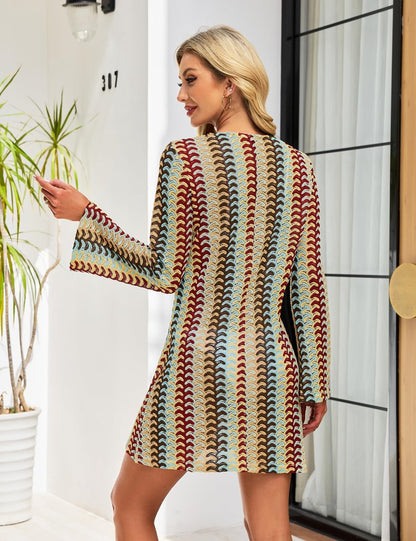 Blooming Jelly Women Beach Cover Ups Crochet Knit Swimsuit Coverup 2026 Summer Swimwear Bathing Suit Hollow Out Dress Vacation Outfits (Boho Multicolor,Medium)