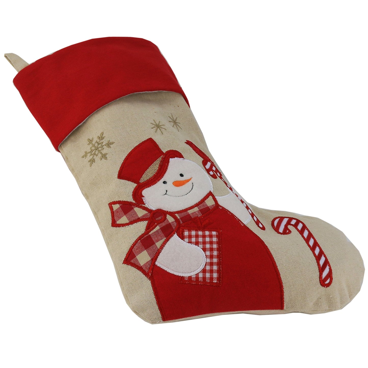 WEWILL Lovely Christmas Stockings Set of 3 Santa, Snowman, Reindeer, Xmas Character 3D Plush Linen Hanging Tag Knit Border, 17 Inch