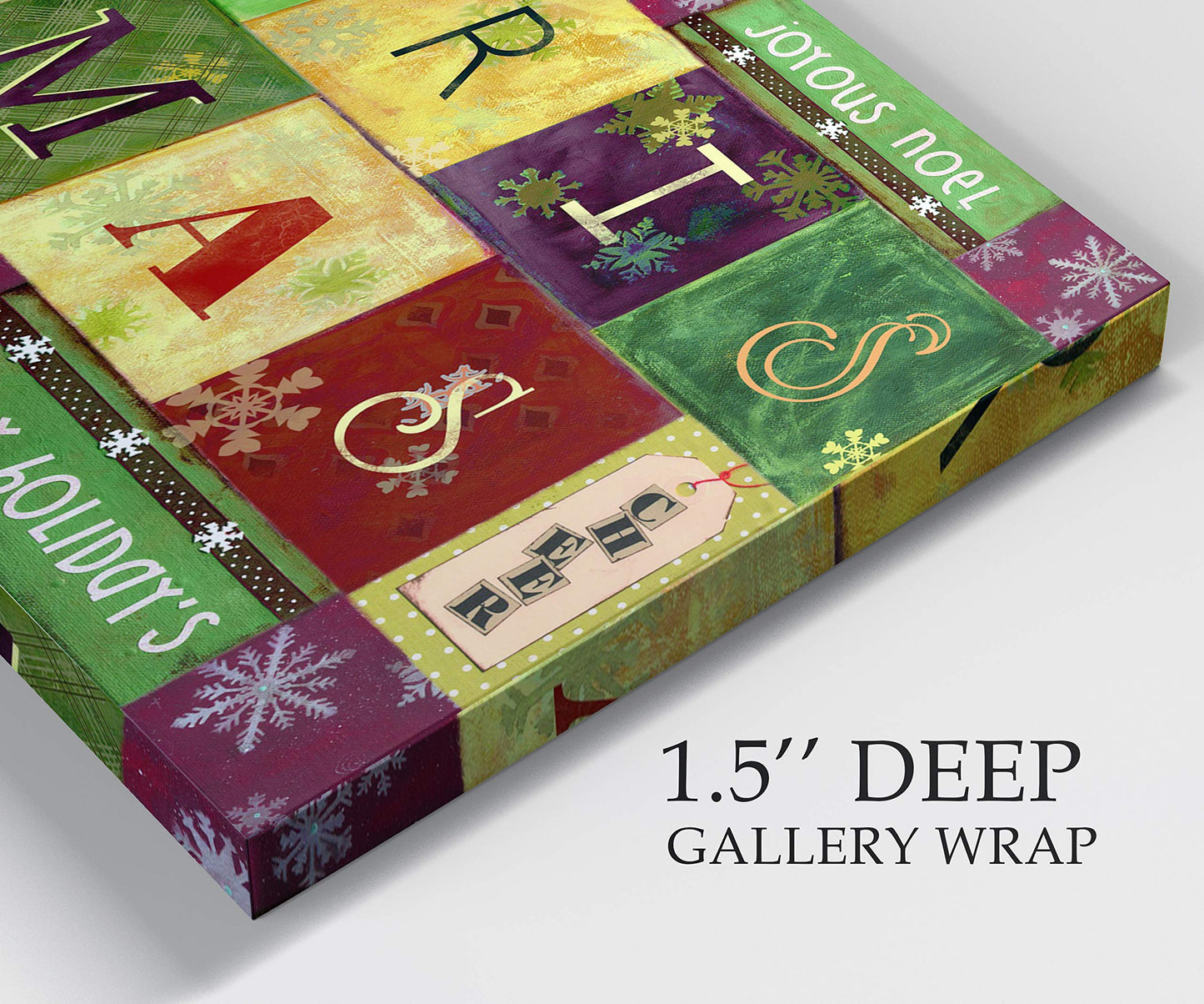Renditions Gallery Happy Xmas Modern Wall Prints Holiday Christmas Blocks Canvas Artwork Wall Hanging Modern Prints for Bedroom Dining Living Room Office Home Kitchen Wall Decor - 32"X48" LT18
