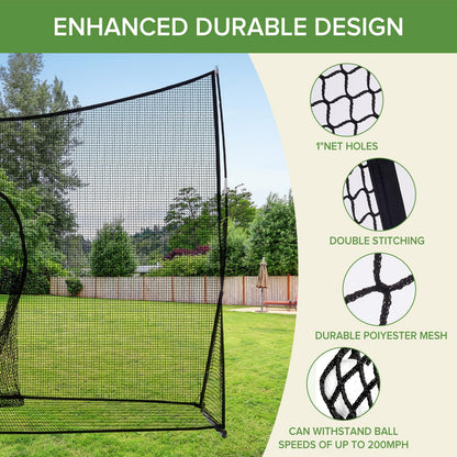 DUMOS Portable Golf Net, 10x7 ft Golf Practice Net for Backyard with Frame, Sturdy Outdoor Indoor Hitting Net, Home Training Equipment for Garage Yard, Personal Driving Range Tools, Black