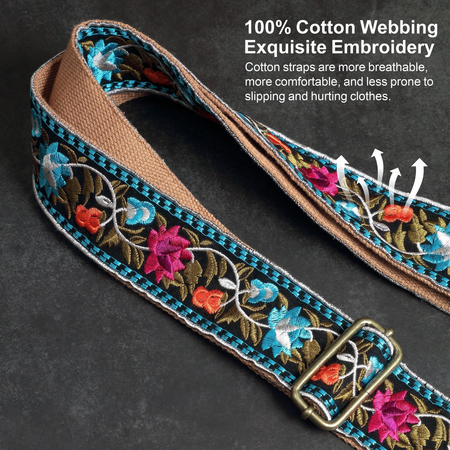 Purse Strap-2"Crazy Horse Leather Wide Shoulder Strap Adjustable Replacement,Retro Jacquard Embroidery Multi-pattern Crossbody Bag Straps for Handbag,Crossbody Bags,Shoulder Bags(Retro Floral)