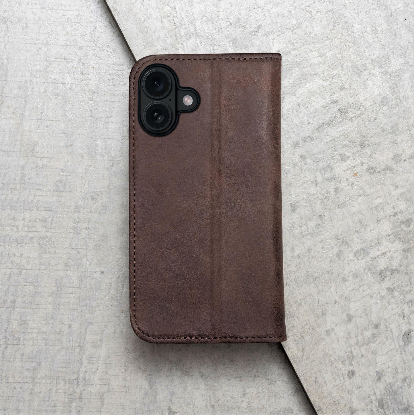 Porter Riley - Leather Case Compatible with iPhone 17. Premium Genuine Leather Stand/Cover/Wallet/Flip Case with Card Slots & Horizontal Stand (Chocolate Brown)