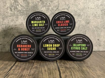 LAVA Premium Lemon Drop Sugar Cocktail Rimmer, All Natural Rimmer Sugar, Sweet & Sour, Real Lemons, Pure Cane Sugar, No Silicon Dioxide, with Easy Screw-On Lid - 5oz