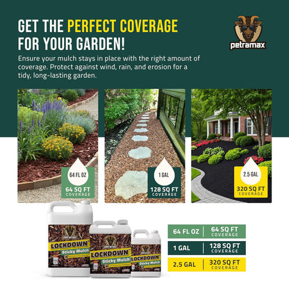 PetraMax Lockdown Sticky Mulch Glue (1 Gal) for Landscaping Bundle with HD101 1 Gallon Pump Garden Sprayer for Easy Hold Landscape