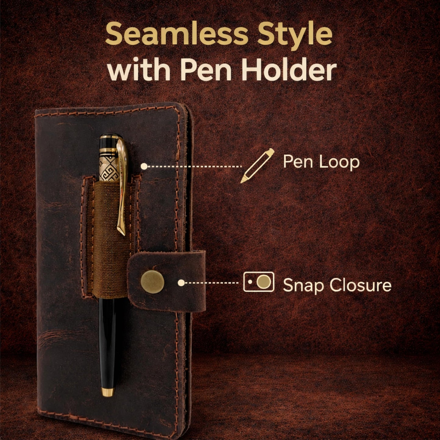 TheAntiq Leather Checkbook Cover with Pen Loop, Full Grain Check Book Holder Wallet for Personal & Duplicate Checks, Slim Money Organizer for Men & Women – Brown