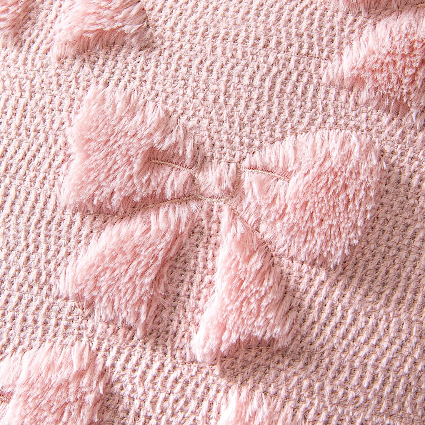 MIULEE Pink Bow Pillow Covers Coquette Room Decor Aesthetic Set of 2 Spring Decorative Cute Girl Soft Plush Faux Pillowcase for Preppy Room Decor Bedroom Couch,24x24 Inch