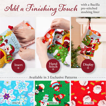 Bucilla Felt Applique 18" Stocking Making Kit, Christmas Nativity, Perfect for DIY Arts and Crafts, 89531E