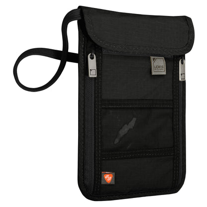 Lewis N. Clark RFID Blocking Stash Neck Wallet, Travel Pouch + Passport Holder for Women & Men, Black, One Size