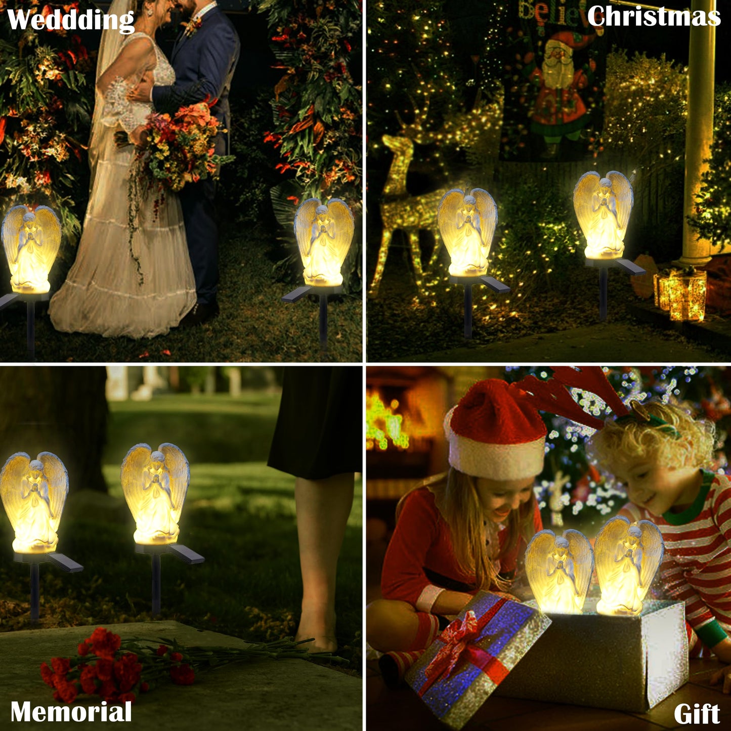 LEAHPENG Angel Solar Lights Outdoor Garden Waterproof Decorative Stake Light for Yard Patio Pathway Lawn Ornaments Garden Decor Christian Christmas Decorations Gifts