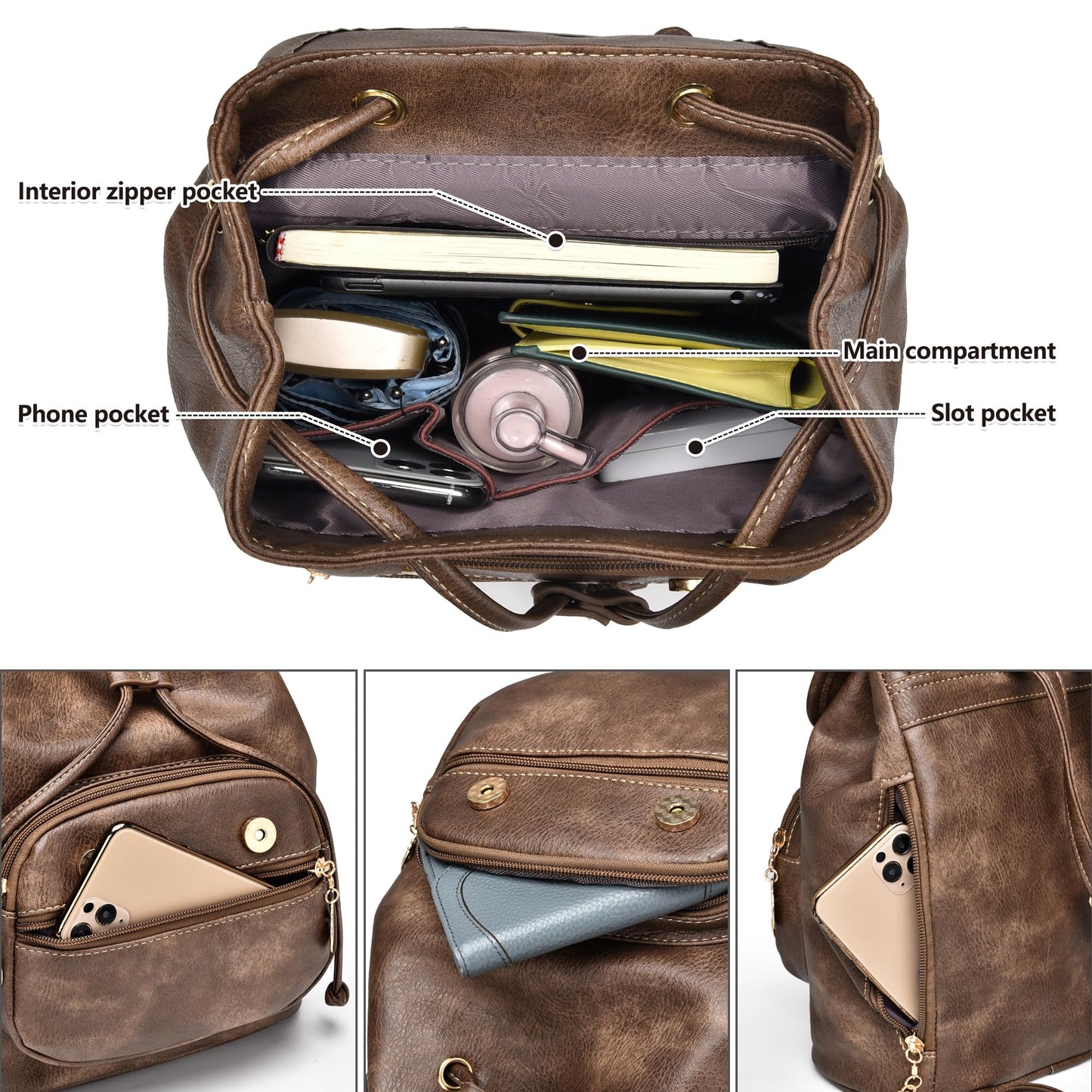 Dora & Liz Mini Backpack Purse for Women Leather Fashion Cute Small Backpacks Lightweight Travel Ladies Shoulder Bags