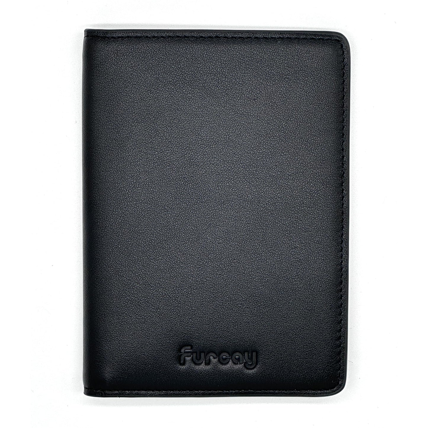 Slim Nappa Leather RFID blocking Passport Cover for Men and Women (Black/Gray)