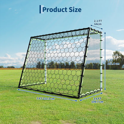 5-in-1 Soccer Rebounder Net, 7x5Ft OR 12x6Ft Soccer Goal Training, Large Ultra-Responsive Football Net for Powerful, High Low Passing, Ball Control Practice