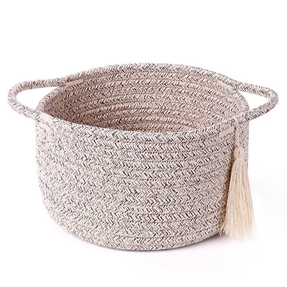SweetMemo Small Gift Basket Empty Set of 2 - Little Cute Woven Rope Organizer Bins for Baby Shower Gifting, Makeup, Bathroom, Desk, Decorative Vanity - Pre-Shaped, Brown