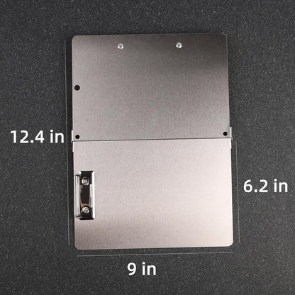 Foldable Stainless Steel Clipboard with Shoulder Strap - Adjustable Size, Portable & Durable for Work, School, Field (A4 to A5)