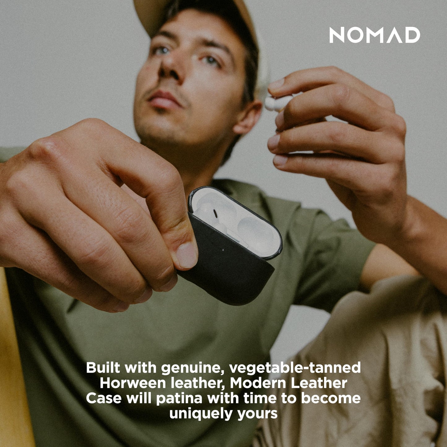 Nomad Airpods Pro 2 Case in Black Horween Leather, AirPods Pro 2nd gen Case Cover, Compatible with AirPods Pro Case 1st gen and 2nd, Case Cover, Qi and MagSafe Charging Compatible