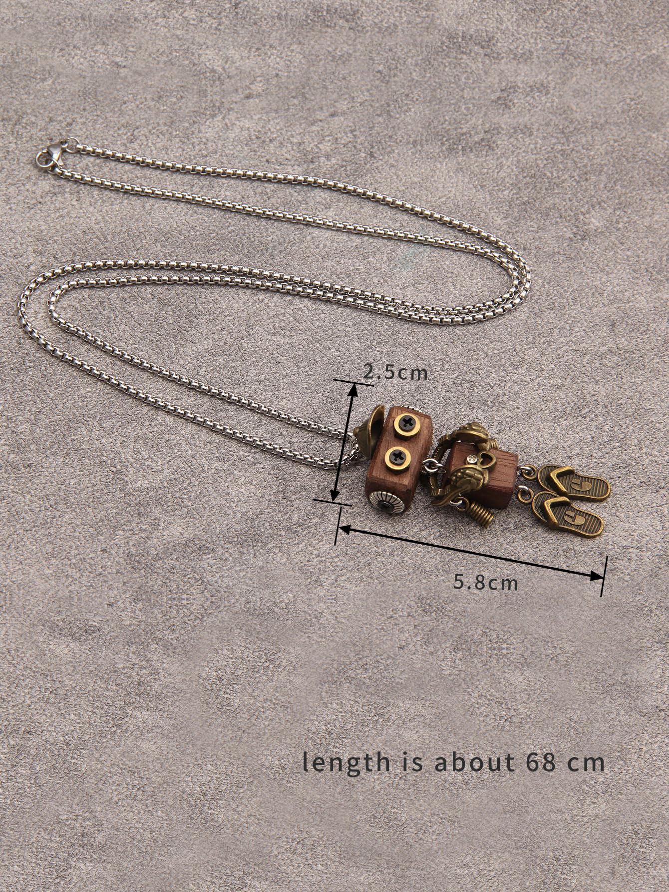 joymiao Wooden Pendant Necklace Steampunk Necklace Womens Gold Necklace Vintage Leather Choker Stainless Necklace Chain Hippie Choker Necklace