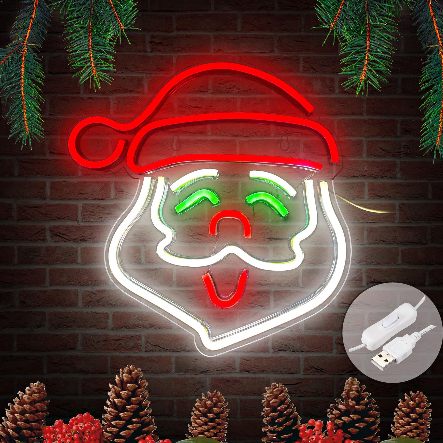 SmilingTown Christmas Neon Signs for Wall Decor USB Operated Neon Art Decorative Lights for Home Office Bar Pub Club Party Supplies Gift Idea (Santa)