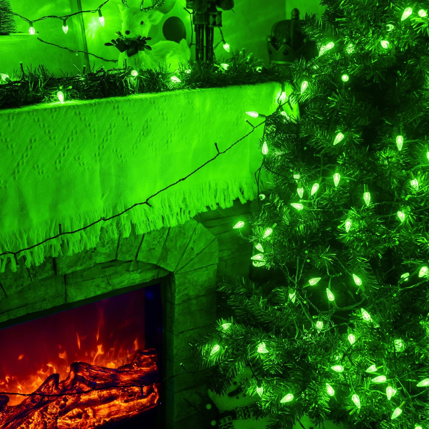TW SHINE C6 Christmas String Lights, 200 LED 66 FT Outdoor with 8 Modes Timer, Waterproof Connectable for Indoor Yard Xmas Tree House Decorations (Green)