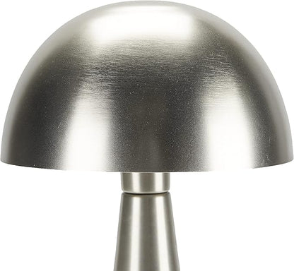 Nourison Home 16" Silver Metal Mushroom Table Lamp, Modern, Retro, Desk Light for Bedroom, Dining, Office, Entryway