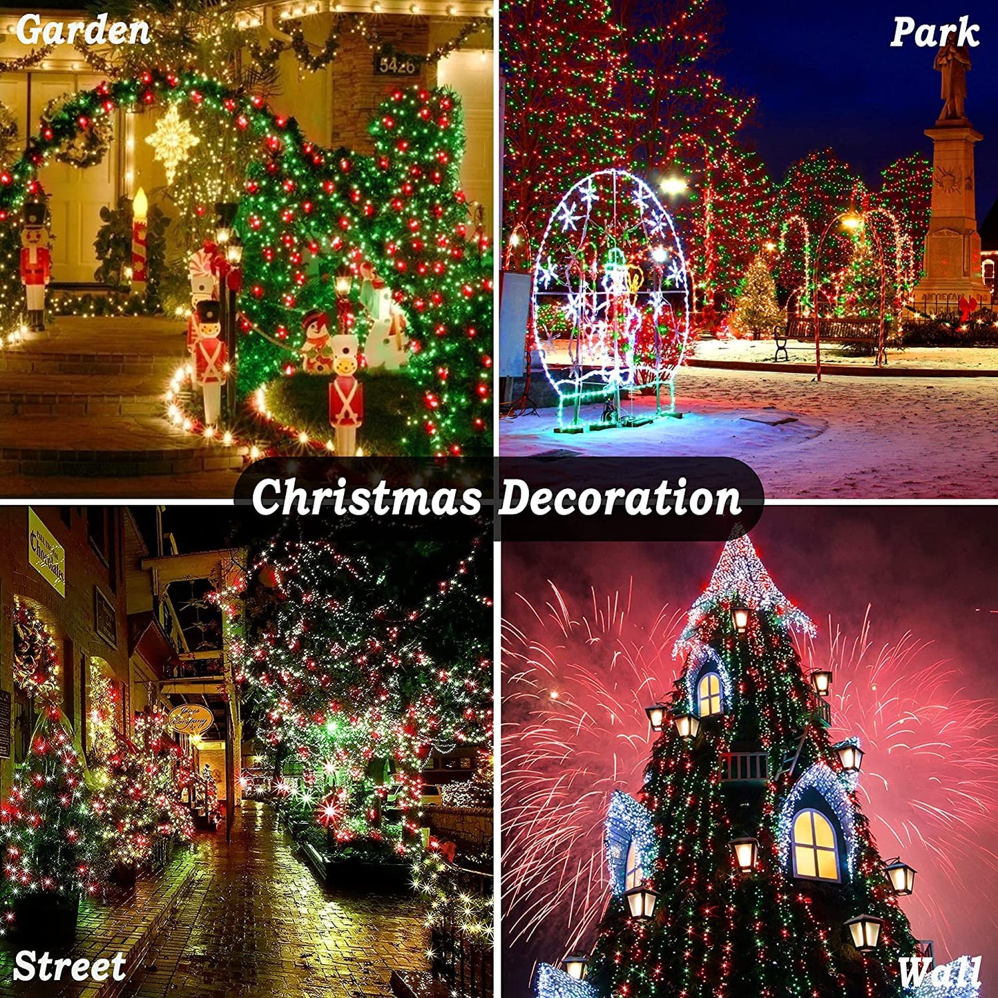 KNONEW 403ft 1000 LED String Lights Outdoor Christmas Lights 8 Modes & Timer Fairy Light Plug in Waterproof LED String Lights for Xmas Yard Tree Wedding Party Holiday Decorations (Red and Green)