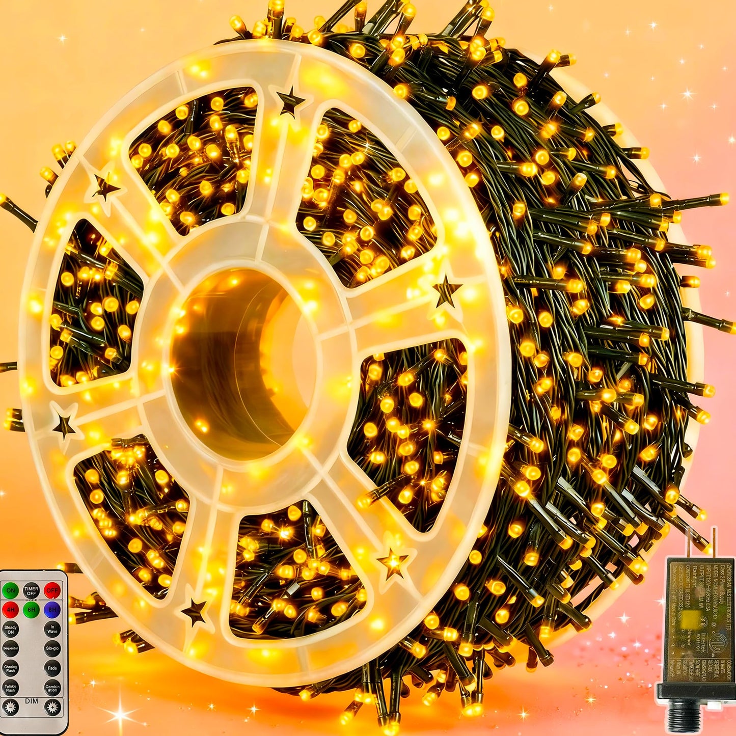 Domolli Christmas Lights 500LED 164 FT, Waterproof Christmas Tree Lights with 8 Modes, Remote Control 3 Timers & Memory Function Xmas Decorations for House and Holiday (Warm White)