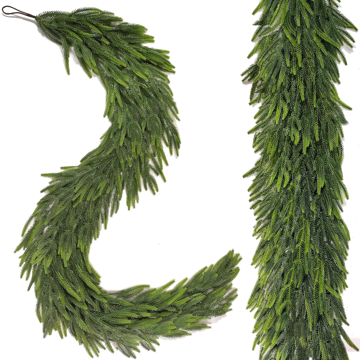 12FTx1 Extra Full Christmas Garland Real Touch Norfolk Pine Garland Faux Greenery Garlands Christmas Decorations Norfolk Pine Garlands for Stairs, Railing,Table Holiday Seasonal Indoor Mantle Decor