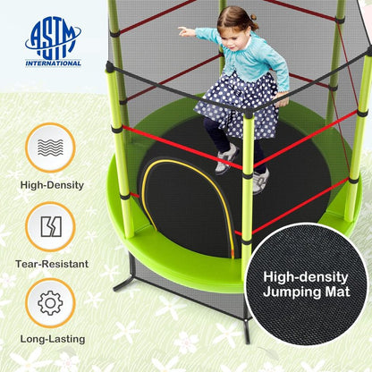 GYMAX Toddler Trampoline - 55” Kids Trampoline with Safety Enclosure Net & Seamless Jumping Mat | ASTM Approved for Indoor/Outdoor Fun