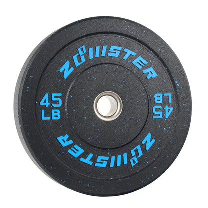 Zoomster Bumper Plate Olympic Weight High Bounce with Steel Insert Strength Training Lifting (160LB Set) Black