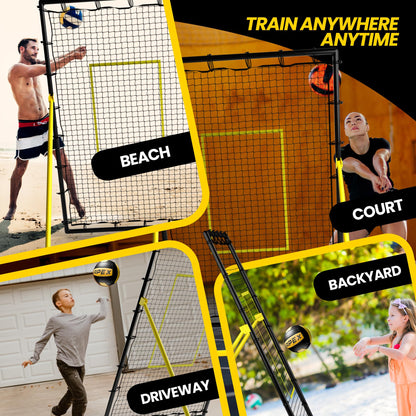 Apex Sports Adjustable Volleyball Rebounder Net 7x4 ft – Bounce Back Training Equipment with Angle Customization for Practicing Volleying, Bumping, Spiking – Durable & Portable with Travel Bag (AP004)