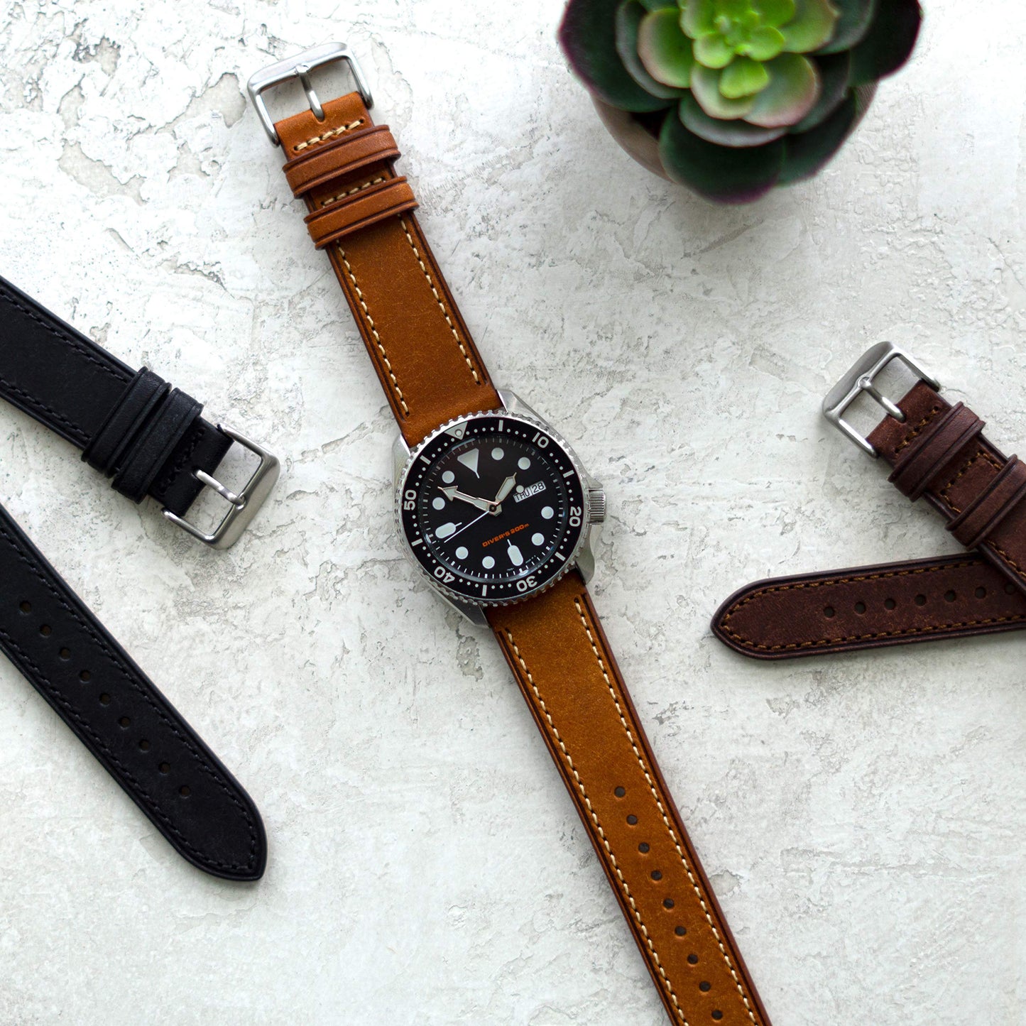 Benchmark Quick Release Leather Watch Band - Premium Italian Full Grain Leather Watch Straps for Men & Women (18mm, Black)