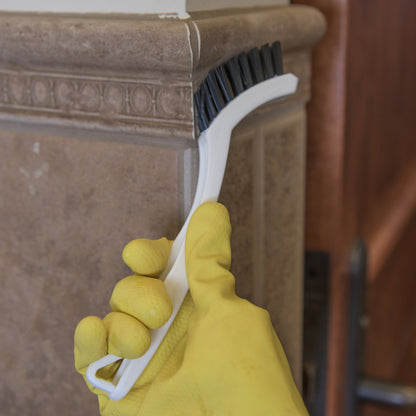 SPARTA Flo-Pac Grout Brush with Nylon Bristles, Scrubber with Handle for Bathroom and Kitchen Tile, 8", White