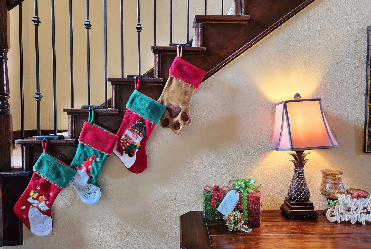 Lulu Decor Black Christmas Stocking Holders for Mantle Set of 2 - Heavy Cast Iron Weighted Strong & Sturdy Low Profile Flat Base Stocking Hooks, Simple Design for Mantle Decor Weighs 2 lbs 10 oz Each