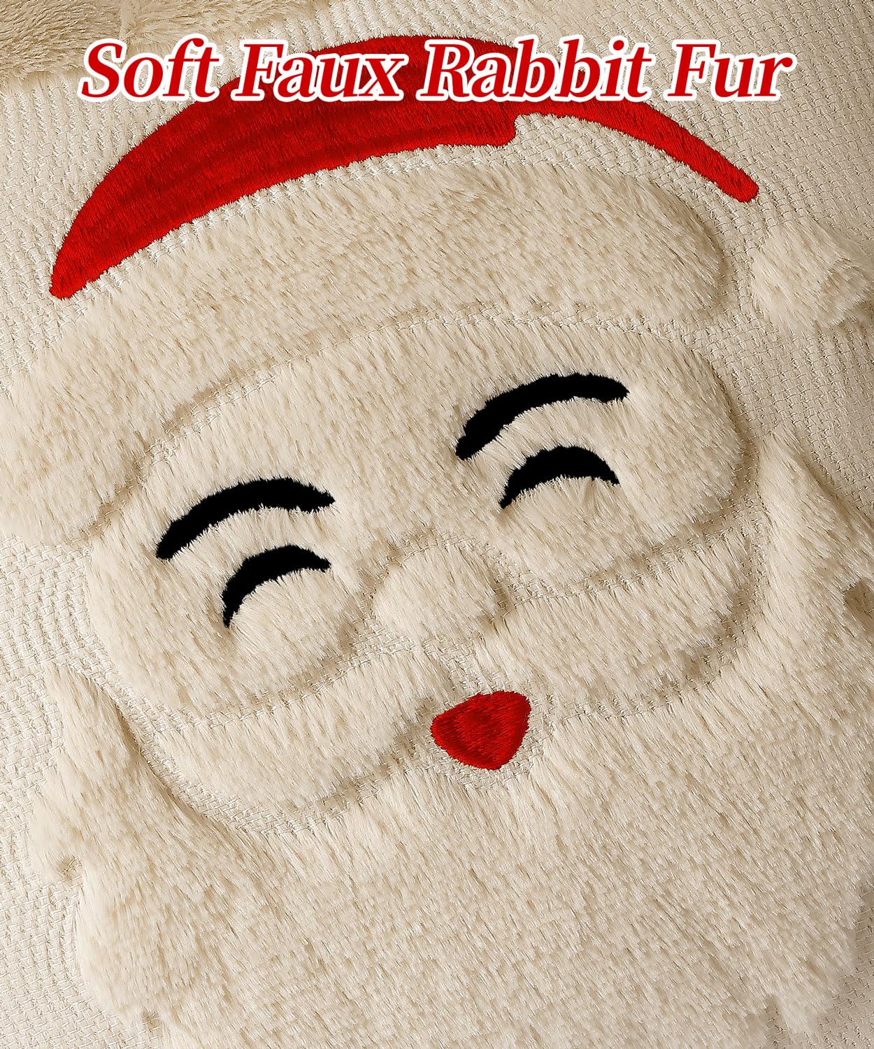 SEGXCFL Christmas Pillow Covers Set of 2 Soft Plush Faux Fur Pillow Cases 3D Embroidered Decorative Couch Cover Home Decor Christmas Throw Pillow Covers 18x18,Beige Santa Clauss