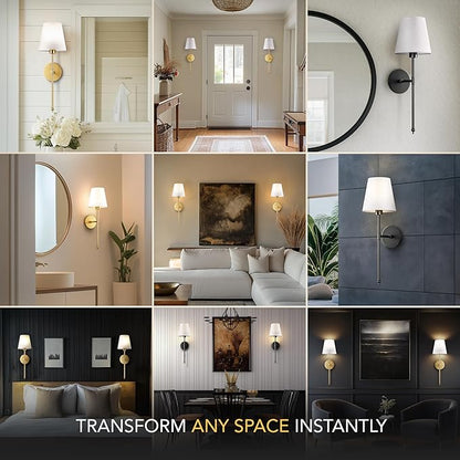 Set of 2 Wireless Wall - Stick-On or Screw Mount for Easy Installation, Rechargeable LED Bulbs, Remote Controlled, Adjustable Brightness, The Original Wireless Wall Lamps (Silver)