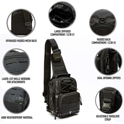 WOLF TACTICAL Compact EDC Sling Bag - Shoulder Bag for Range, Travel, Hiking, Outdoor Sports
