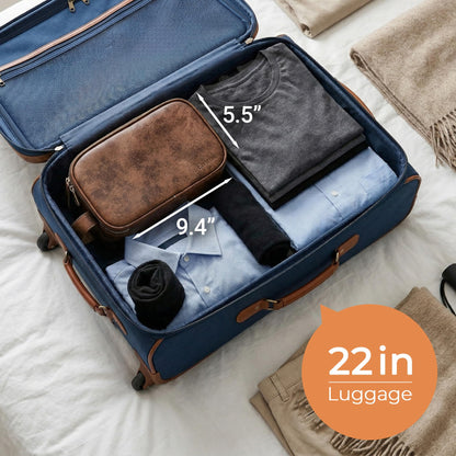Elviros Travel Toiletry Bag for Men, Shaving Dopp Kit Water-resistant Bathroom Small Toiletries Organizer PU Leather Cosmetic Bags
