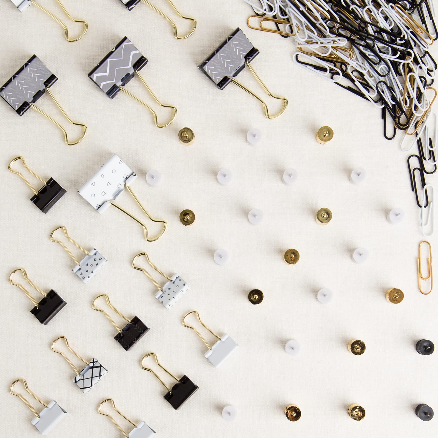 U Brands Office Accessory Kit, Office Supplies (Black, White and Gold)