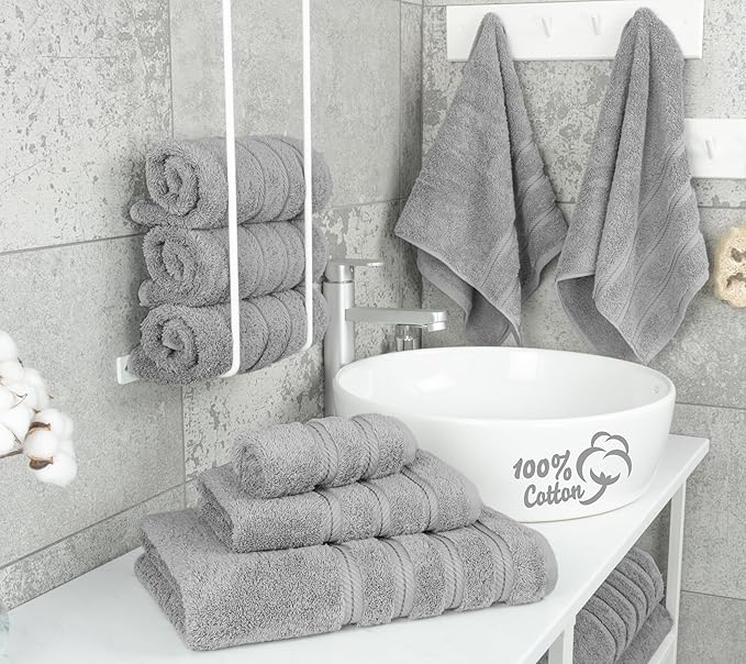 American Soft Linen Luxury 6 Piece Towel Set, 2 Bath Towels 2 Hand Towel 2
