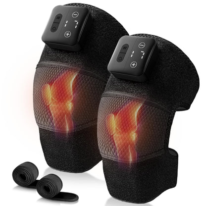 Nekteck Knee Massager with Heat - Cordless Heated Knee Brace with Vibration for Pain Relief, Rechargeable Knee Heating Massager with 5 Heat Levels and 3 Massage Mode (2 Packs)