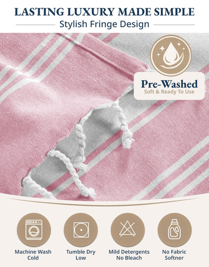 LANE LINEN Large Beach Towel, Turkish Towel, Lightweight Beach Towels for Adults, 39"x71" Oversized Pool Towels, Absorbent, Quick Dry, Durable Sand Proof Beach Towel, 39"x71" - Candy Pink