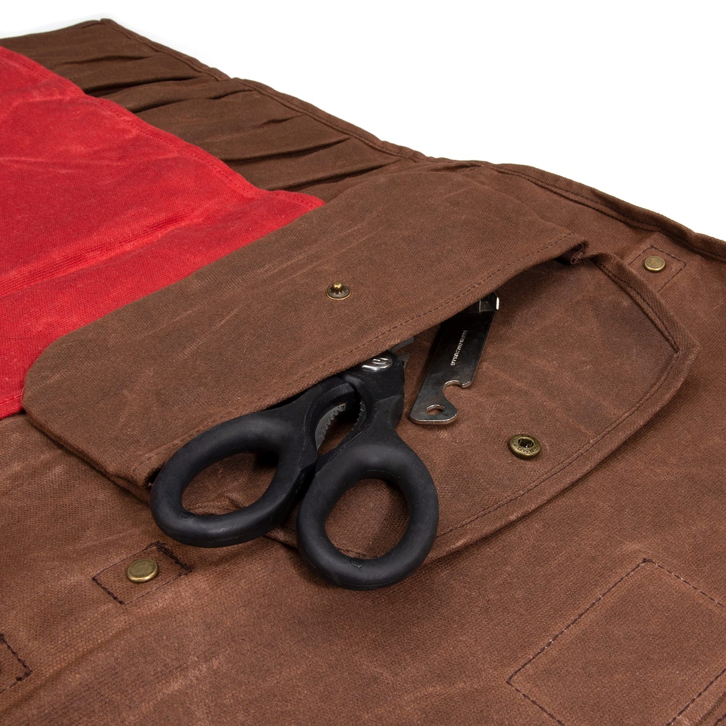 Dickies Chef Knife Roll Bag Portable Organizer and Cutlery Storage Roll, Waxed Canvas and Leather, Medium
