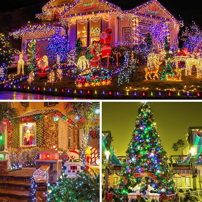 Vintage C9 Multicolor Outdoor Christmas Lights, 50FT 50LED Commercial Christmas String Lights Waterproof, C9 Xmas Lights Extendable for Holiday Party Christmas Tree Roofline Patio Backyard Decoration