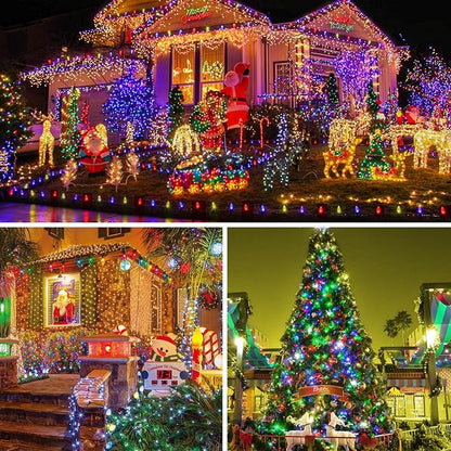 C9 Christmas Lights Outdoor Multicolor, 200FT 100LED string Lights Waterproof Shatterproof, Extendable C9 Xmas Light, Indoor Outdoor Christmas String Light for House Roof Patio Garden Tree Party