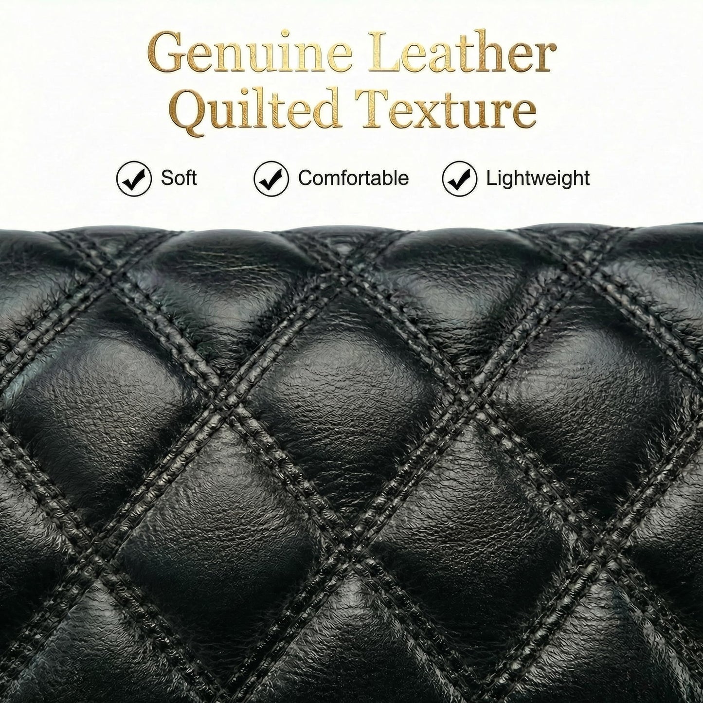 Mewpurrs Genuine Leather Crossbody Bag for Women – Quilted Small Flap Shoulder Purse with Vintage Clasp, Adjustable Chain Strap for Evening & Daily, Black